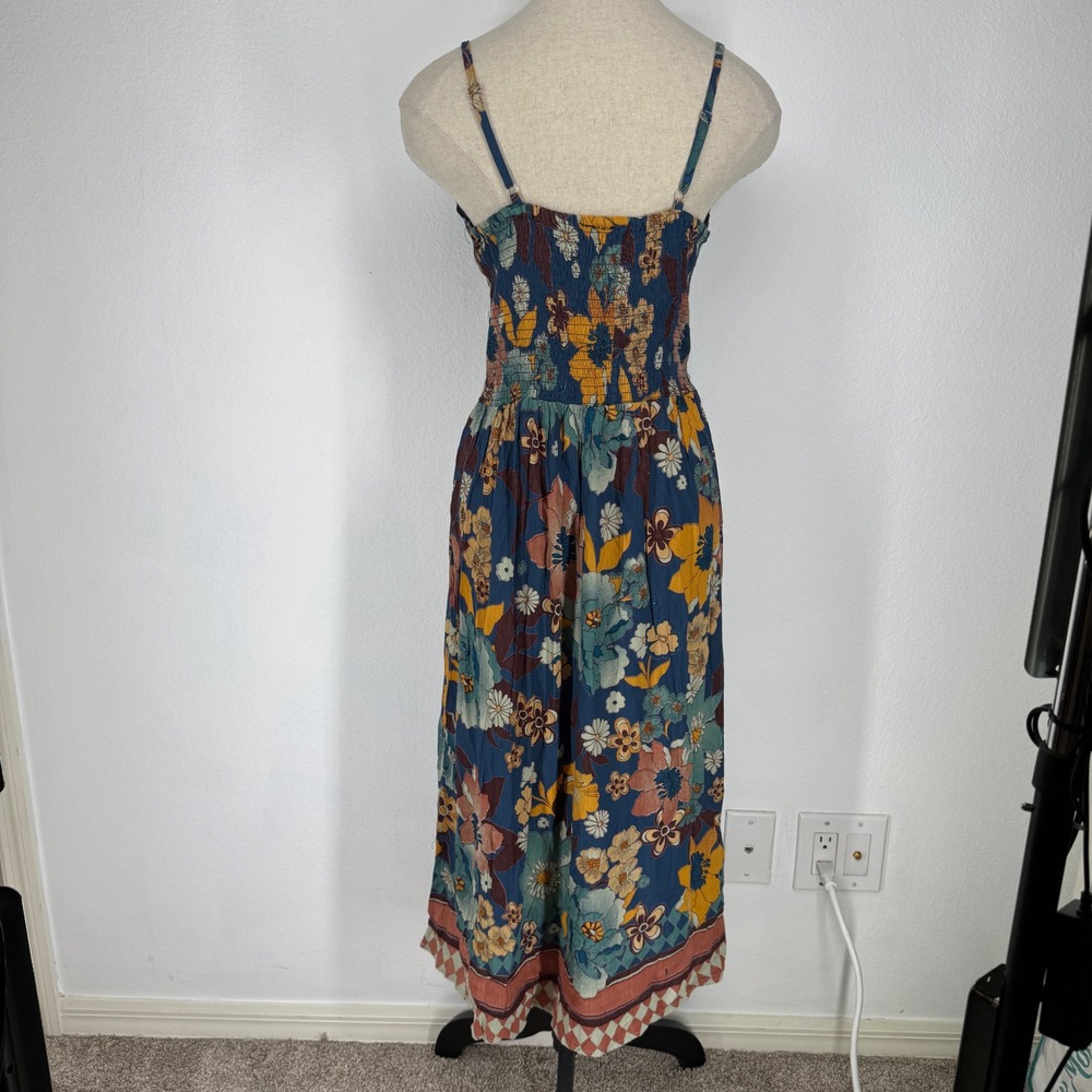 Vintage Angie Y2K Babydoll Floral Keyhole Midi Dress Medium Boho Rayon - Picture 7 of 8